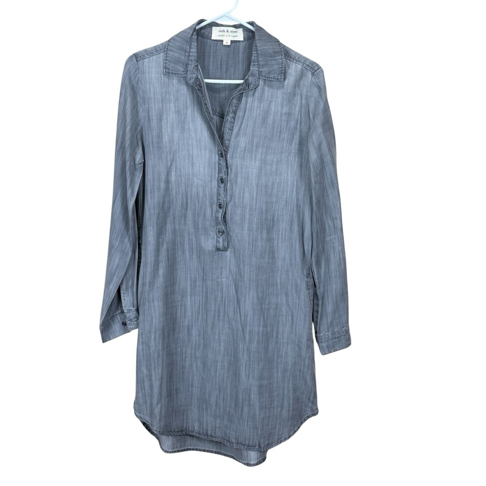 Cloth & Stone Womens S Dress Lyocell Button Down Pocket Heather Long Sleeve USA